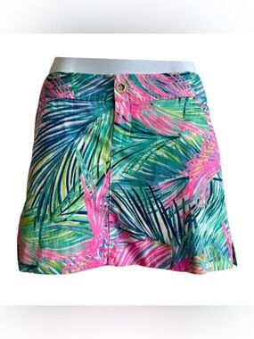 Lilly Pulitzer Tropical Palm Print Mini Skirt — Green, Pink, Blue